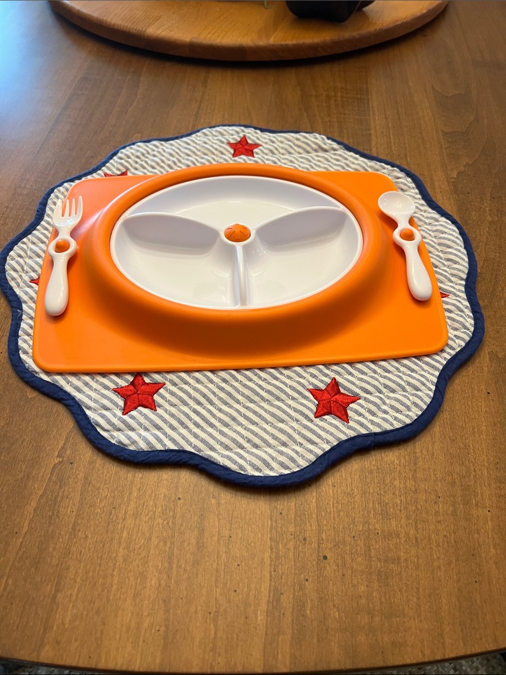 Orange Skip Hop MATE Stay-Put Mat + Plate Feeding Set Baby Toddler BPA Free
